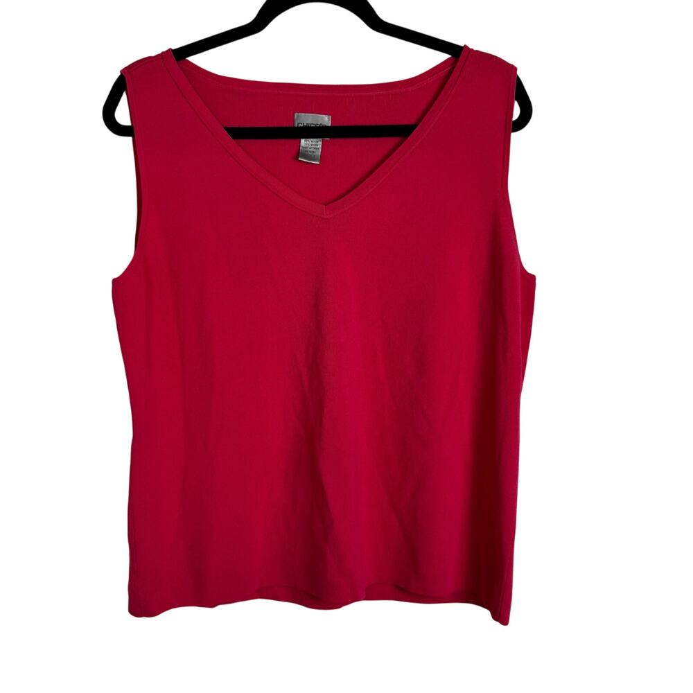 Chico's Vintage Tank Top Rayon Nylon Blend Coral Pink Size 3 or XL Travel Boxy
